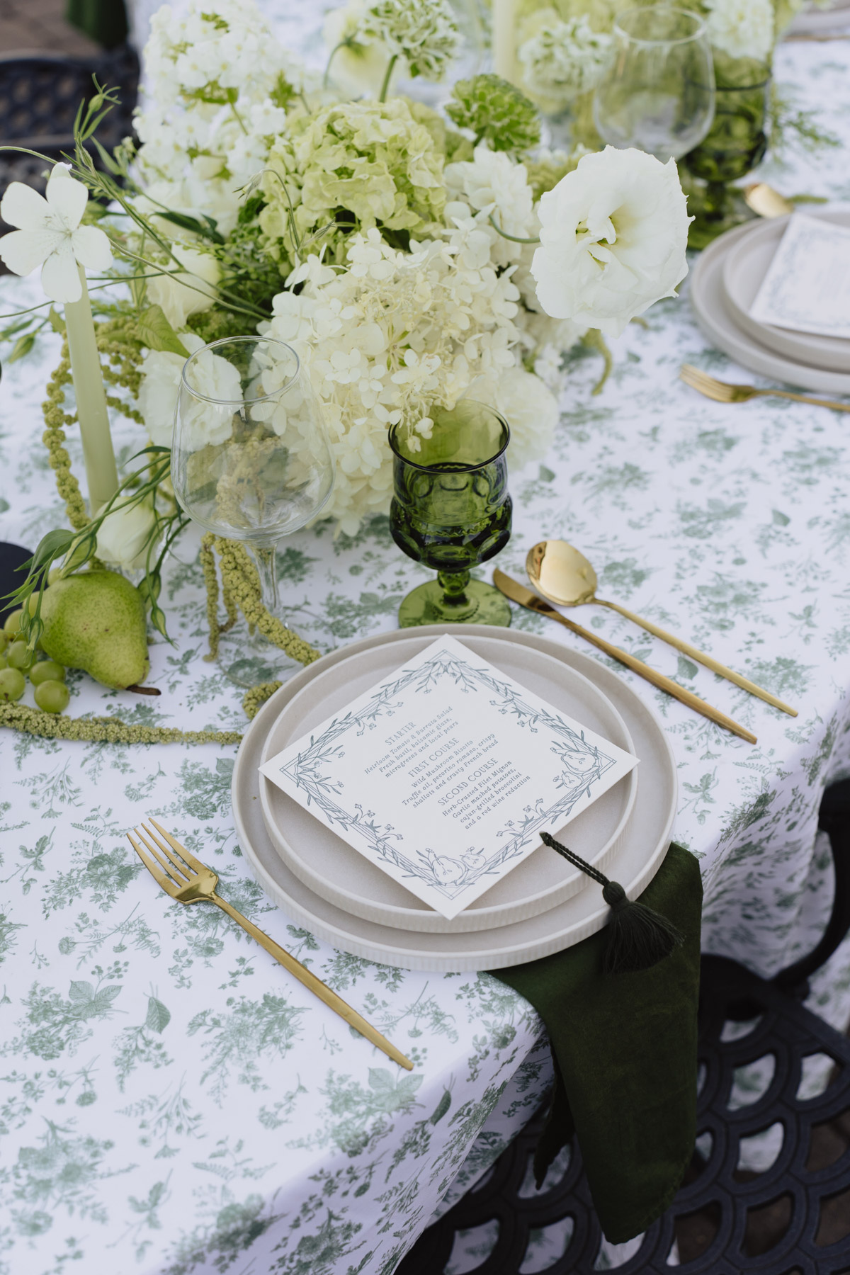 Tablescape with custom Menu by Life in Letters